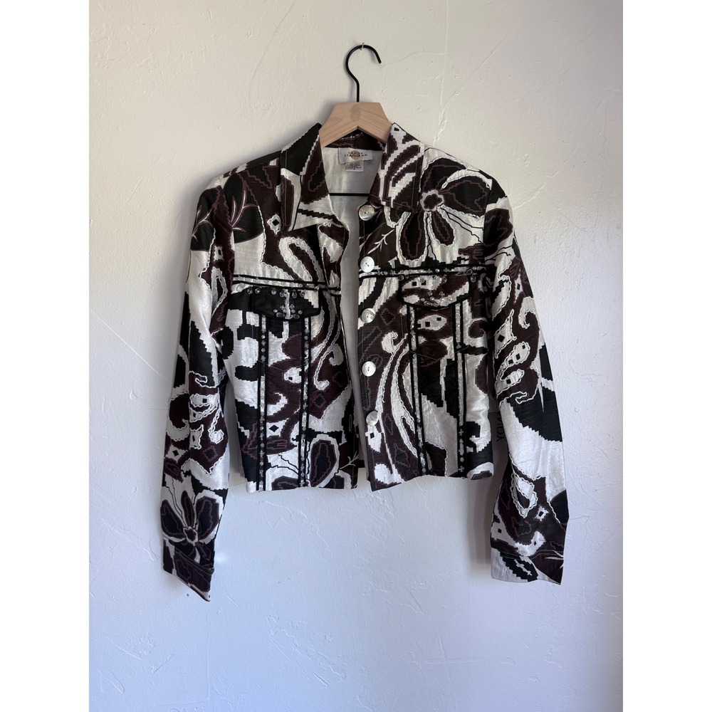 NWT Sandy Starkman Silk Beaded Art to Wear Cropped Jacket Embellished Size S